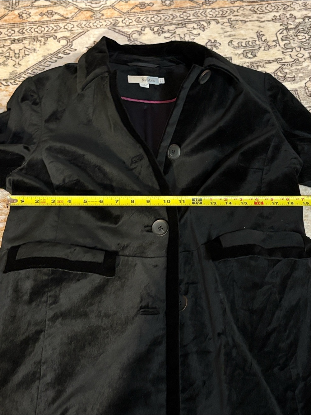 BODEN 12 Gigi Velvet Party Trench Dress Coat in black - Picture 9 of 12